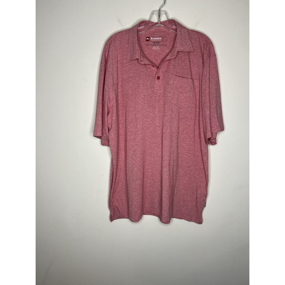 Simms Guide Series Mens Polo Shirt XL Red Short Sleeve Fishing Outdoor Stretch